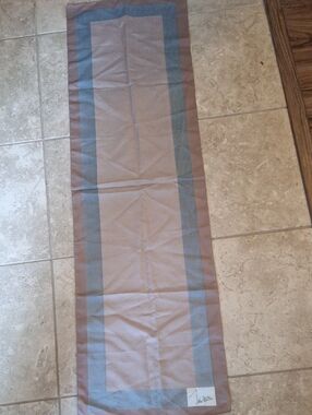 Beige and Blue Rectangular Silk-Feel Scarf by John Weitz